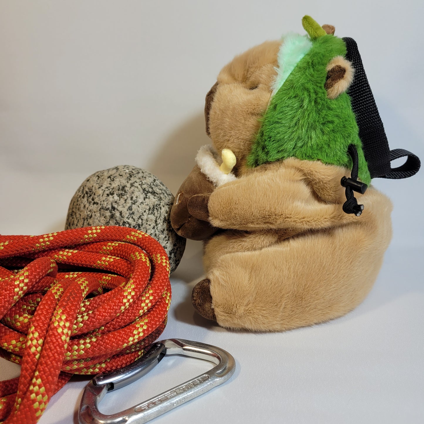 Boba Tea Avocado Capybara Chalk Bag β Plush Animal Chalk Bag with Drawstring Closure β Optional Waist Belt & Chalk Brush