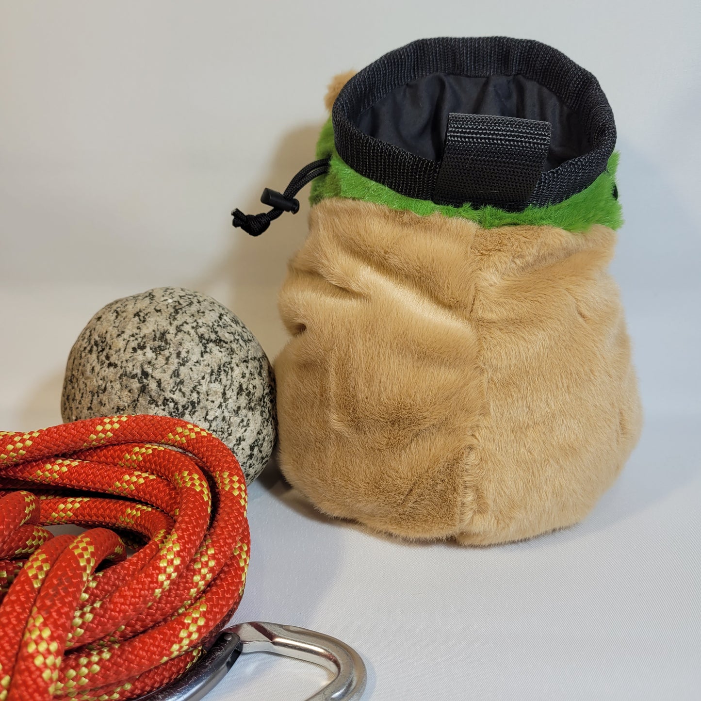 Boba Tea Avocado Capybara Chalk Bag β Plush Animal Chalk Bag with Drawstring Closure β Optional Waist Belt & Chalk Brush