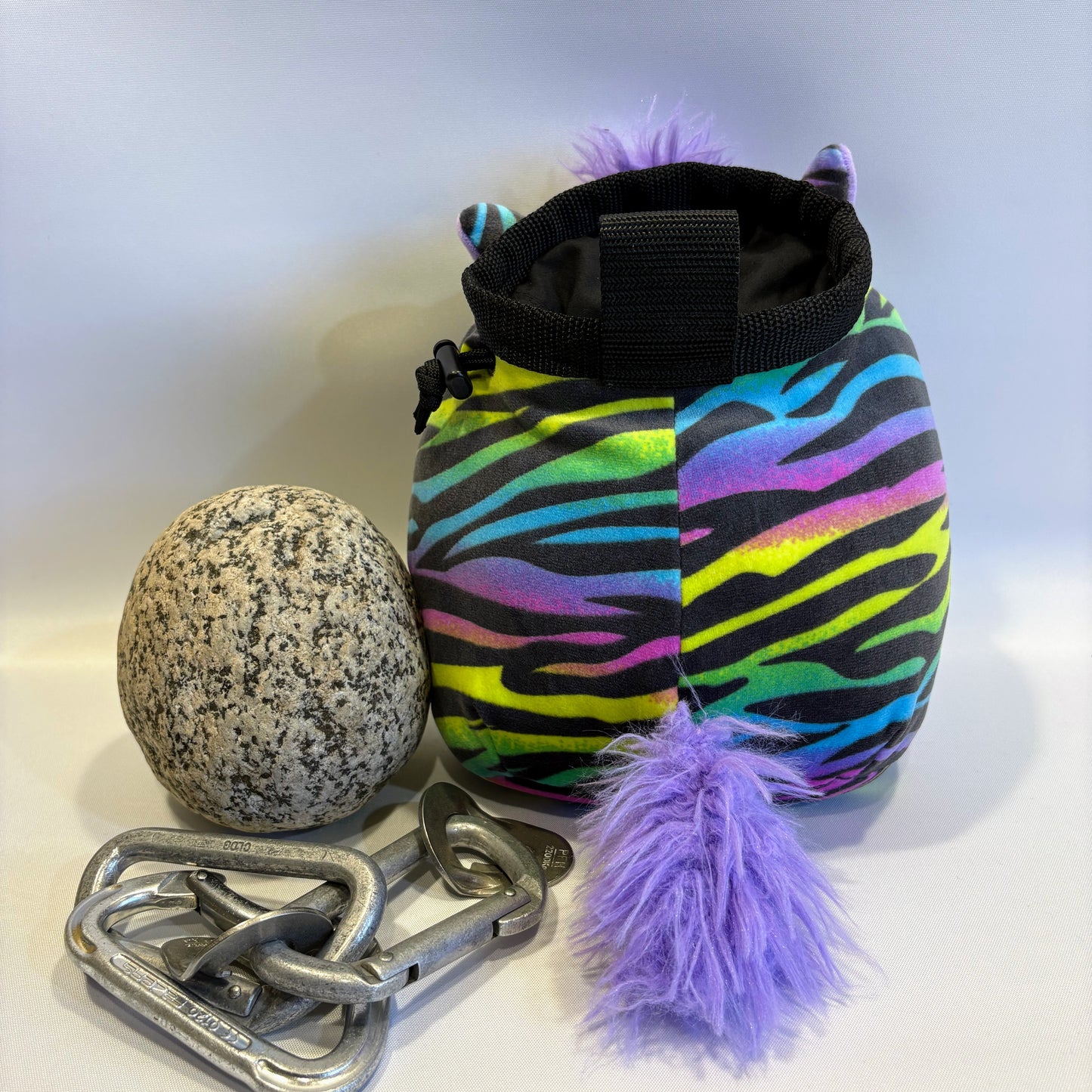 Rainbow Zebra Rock Climbing Chalk Bag