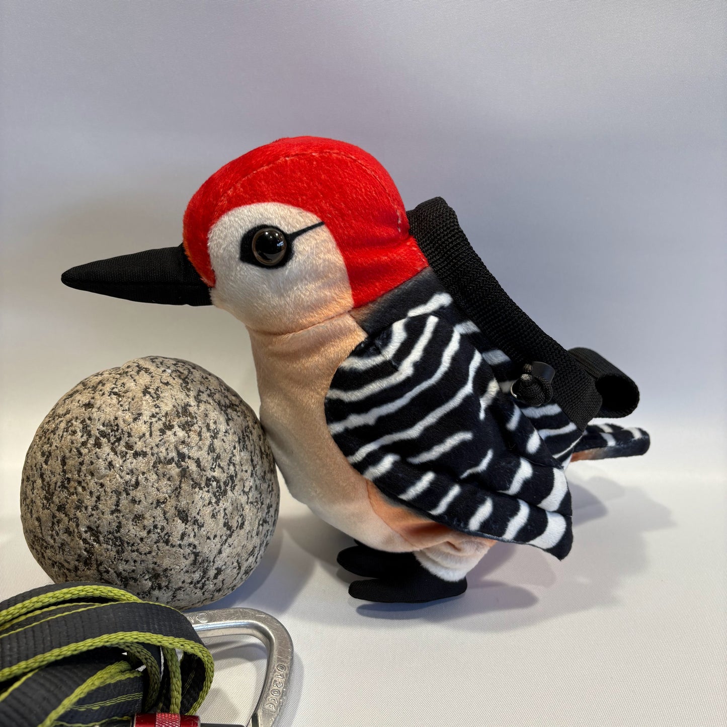 Handmade Red-Bellied Woodpecker Plush Rock Climbing Chalk Bag