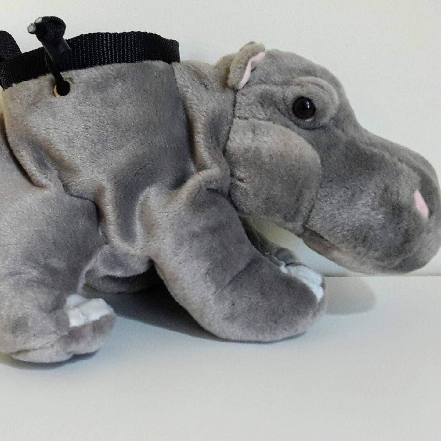 Hippo Chalk Bag – Plush Animal Climbing Bag with Drawstring Closure – Optional Belt & Chalk Brush