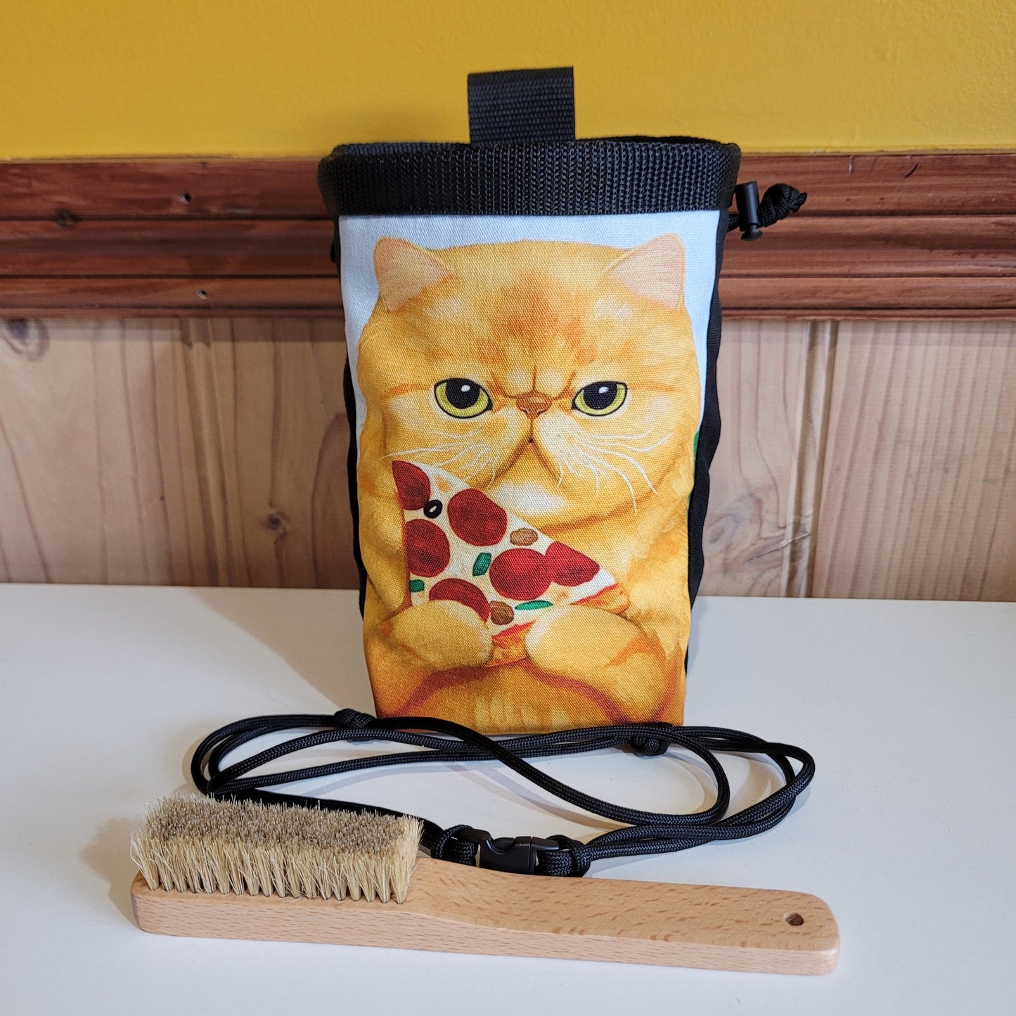 Grumpy Cat with Pizza Rock Climbing Chalk Bag