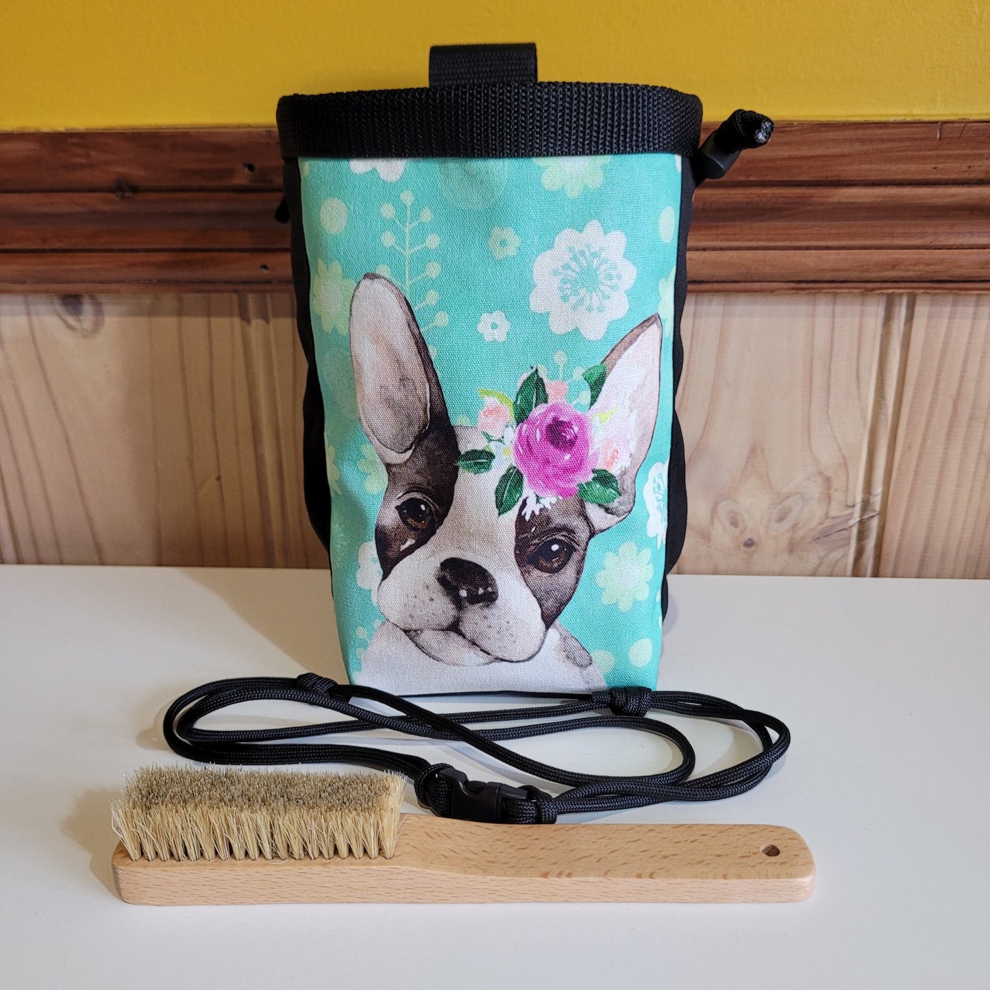 French Tea Rose Boxer Rock Climbing Chalk Bag