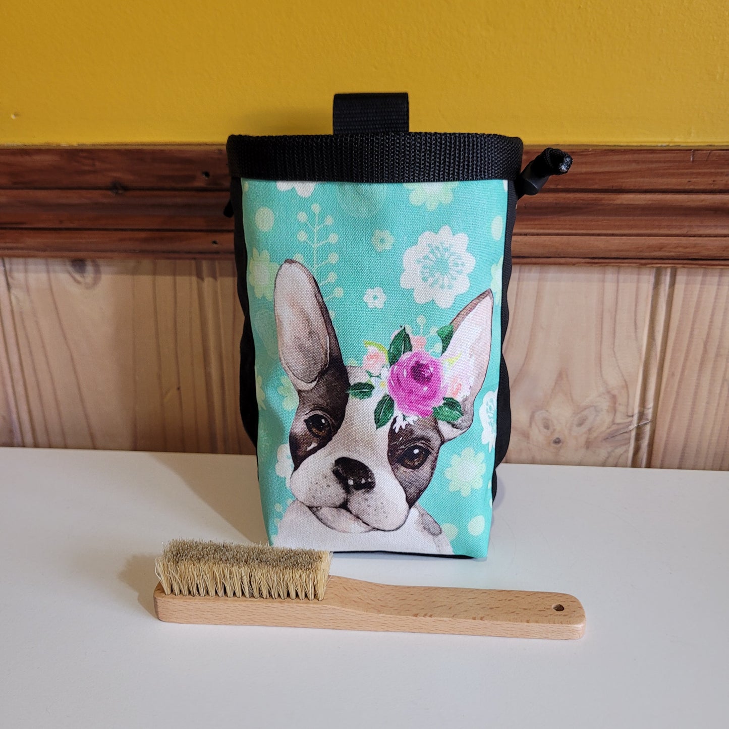 French Tea Rose Boxer Rock Climbing Chalk Bag