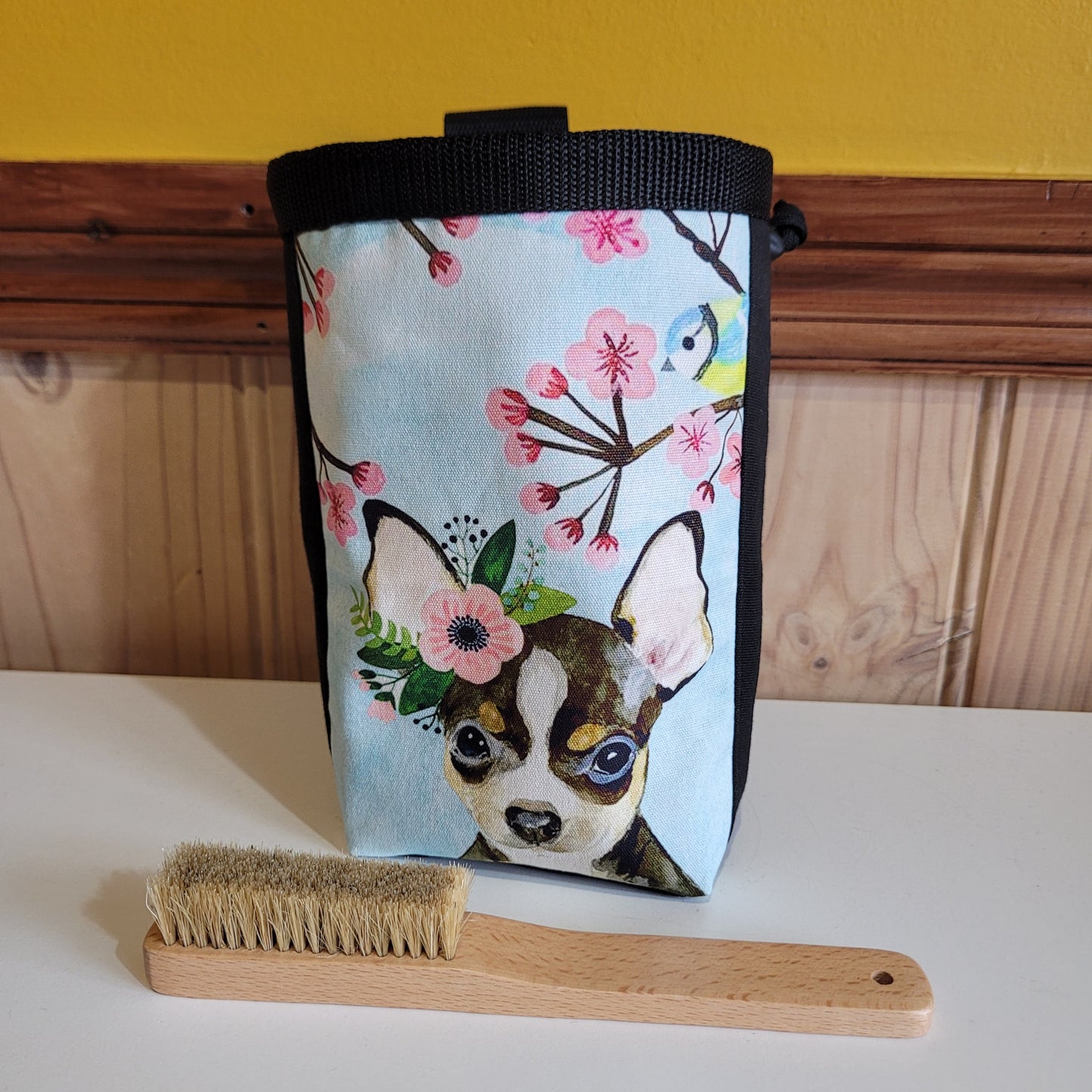 Flower Chihuahua Rock Climbing Chalk Bag