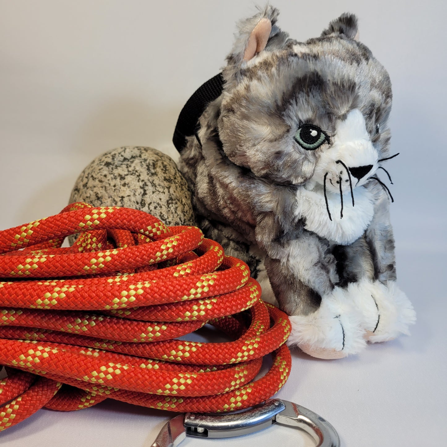 Grey Tabby Kitty Cat Rock Climbing Chalk Bag