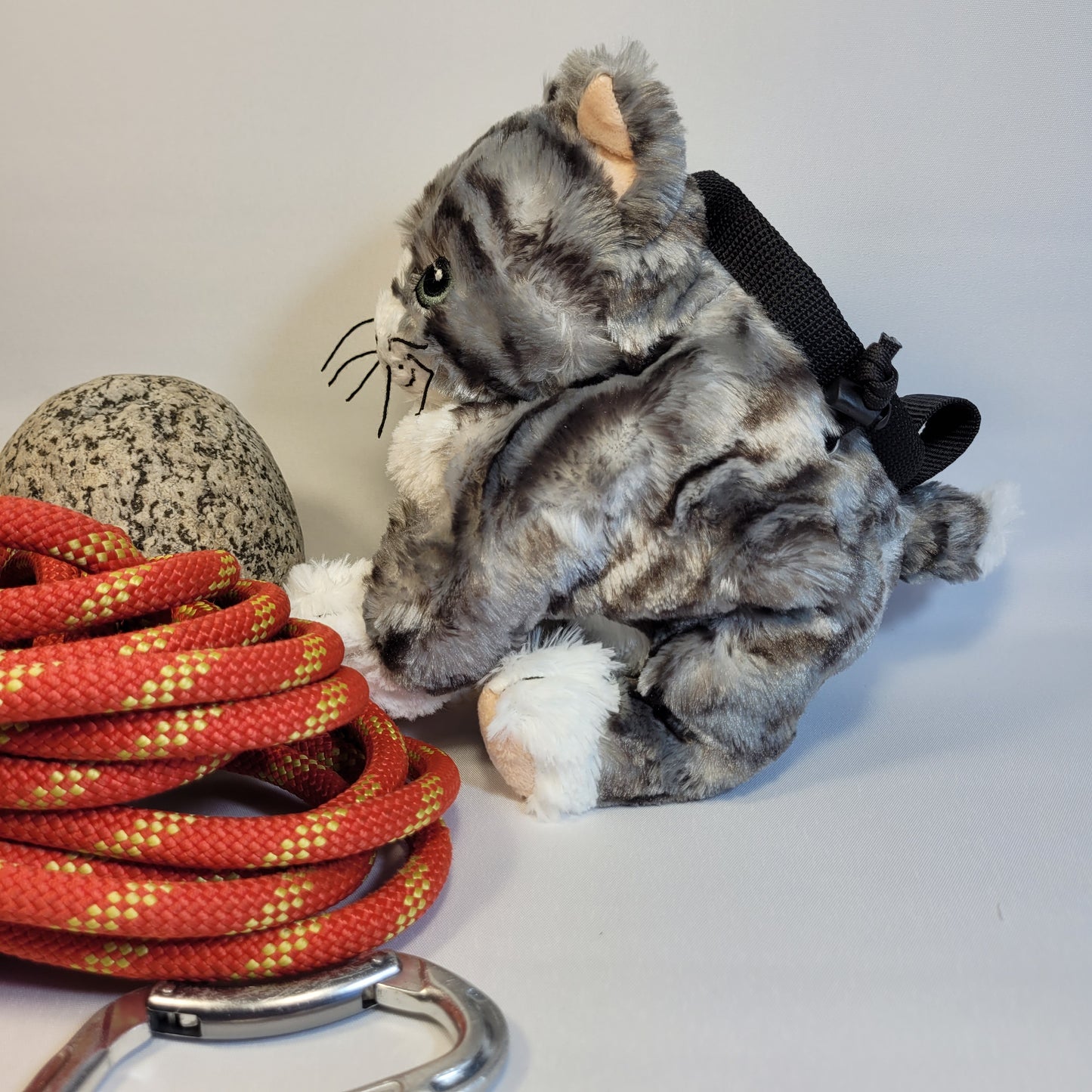 Grey Tabby Kitty Cat Rock Climbing Chalk Bag