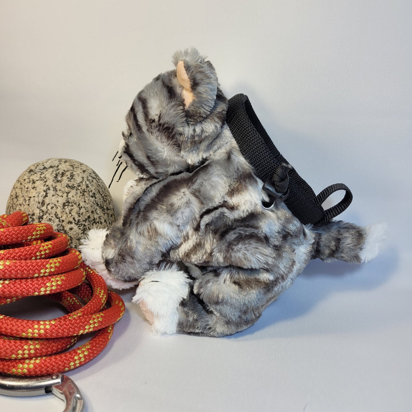Grey Tabby Kitty Cat Rock Climbing Chalk Bag