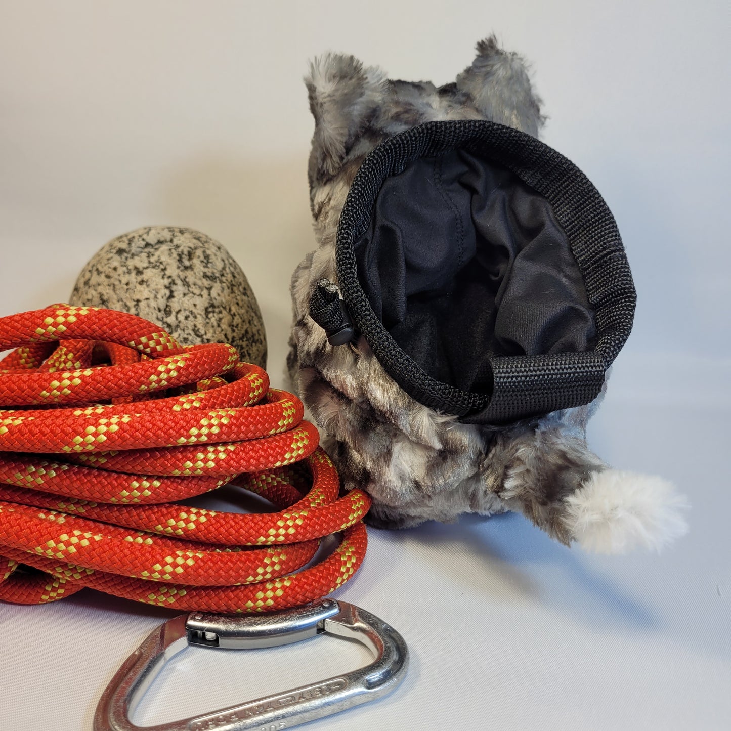 Grey Tabby Kitty Cat Rock Climbing Chalk Bag