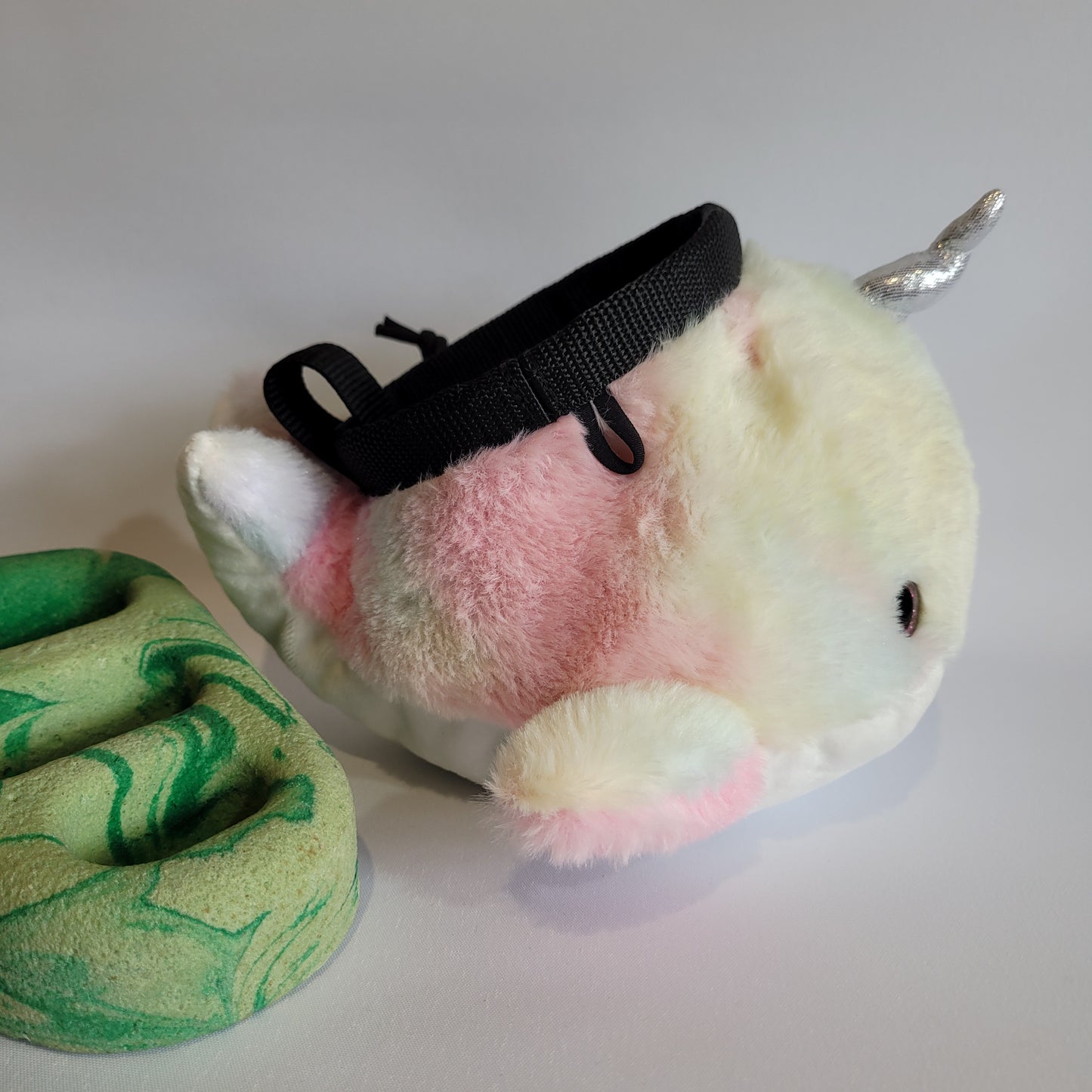 Narwhal Chalk Bag – Plush Animal Chalk Bag with Drawstring Closure – Optional Waist Belt & Chalk Brush