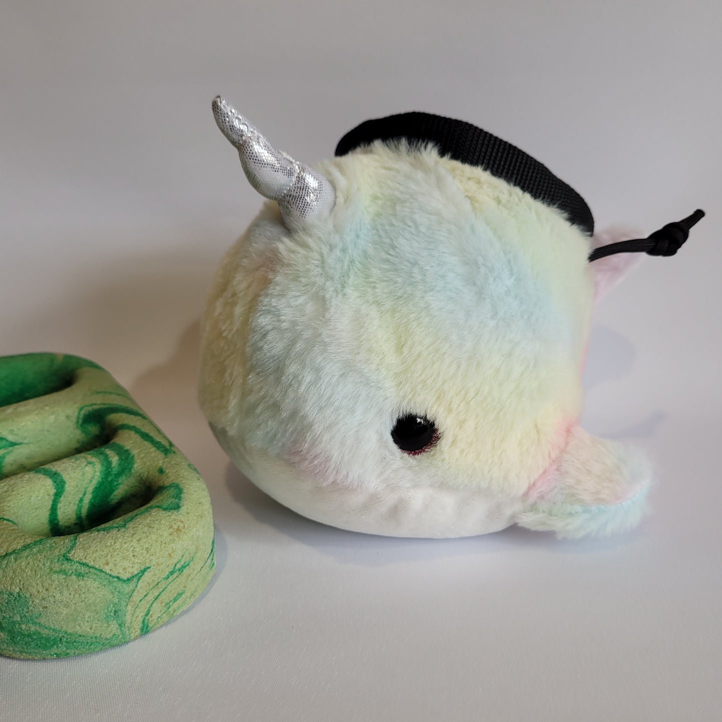 Narwhal Chalk Bag – Plush Animal Chalk Bag with Drawstring Closure – Optional Waist Belt & Chalk Brush
