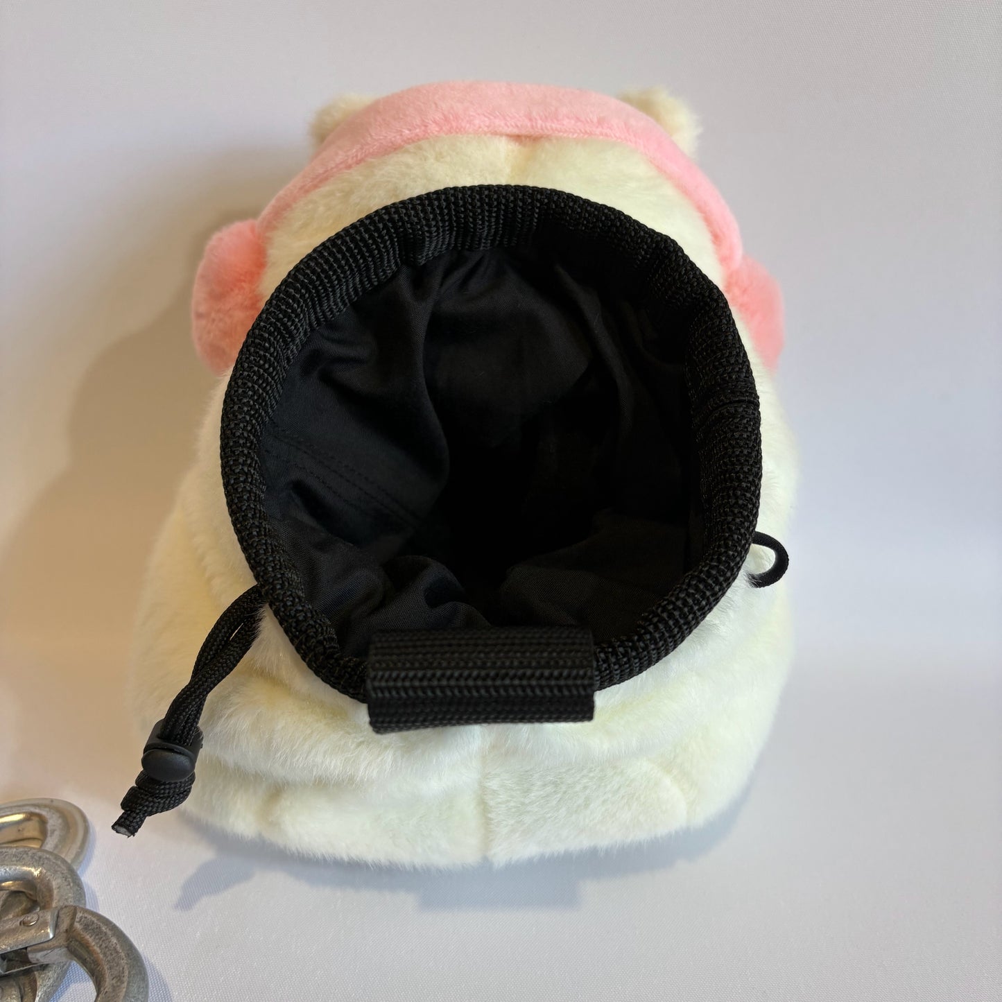 White Capybara with Pink Headphones Rock Climbing Chalk Bag