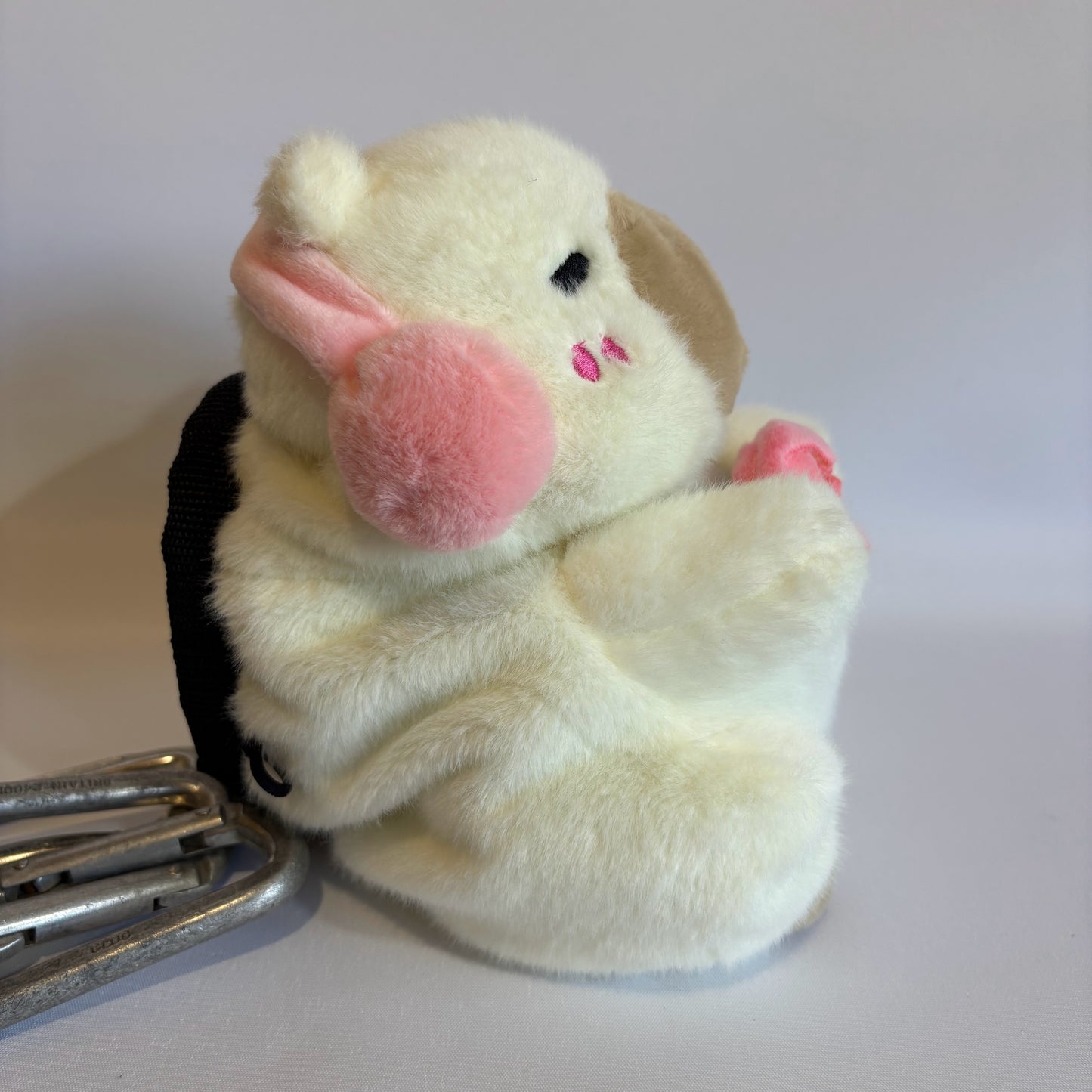 White Capybara with Pink Headphones Rock Climbing Chalk Bag