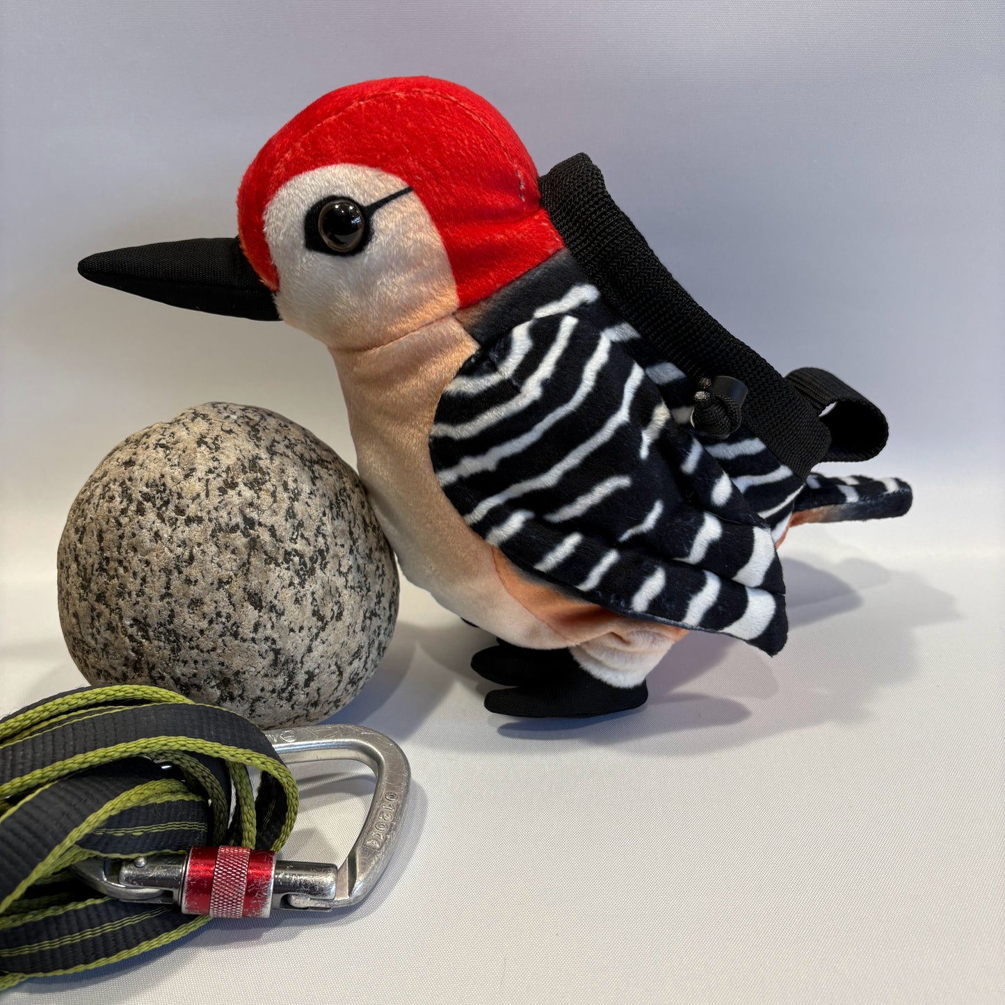 Handmade Red-Bellied Woodpecker Plush Rock Climbing Chalk Bag