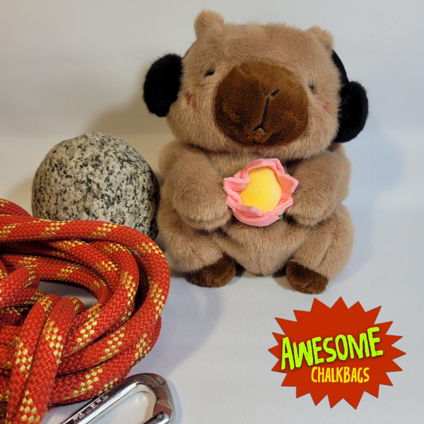 Capybara with Headphones Rock Climbing Chalk Bag