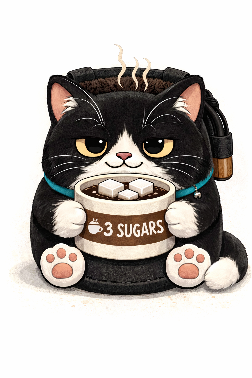 Custom 3 Sugars Coffee Cat Chalk Bag